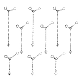 9 piezas 3 estilos extremos de latón y acero inoxidable con cadena, corazón