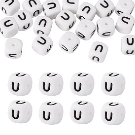 20 шт. Экологически чистые силиконовые бусины пищевого качества, белые, кубические