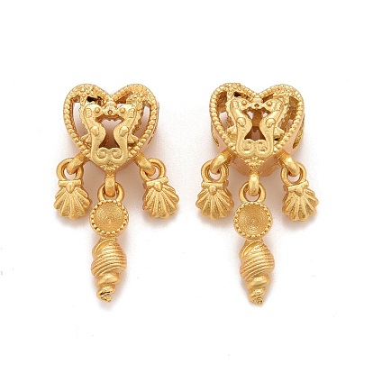 Alloy European Dangle Charms, Large Hole Pendants, Long-Lasting Plated, Cadmium Free & Lead Free, Heart