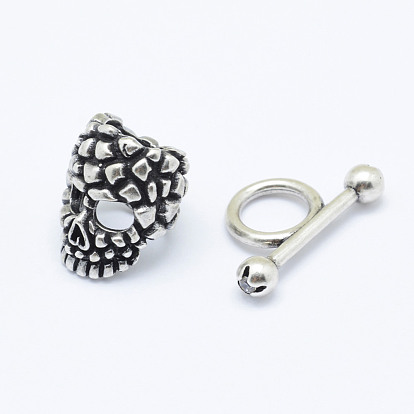 Brass Toggle Clasps, Skull Mask, Cadmium Free & Nickel Free & Lead Free