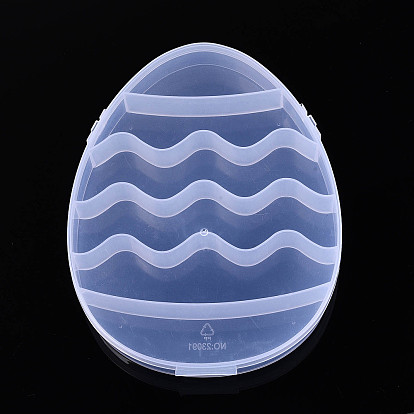 6 Пластиковые контейнеры для хранения бусин в форме пасхального яйца с откидной крышкой