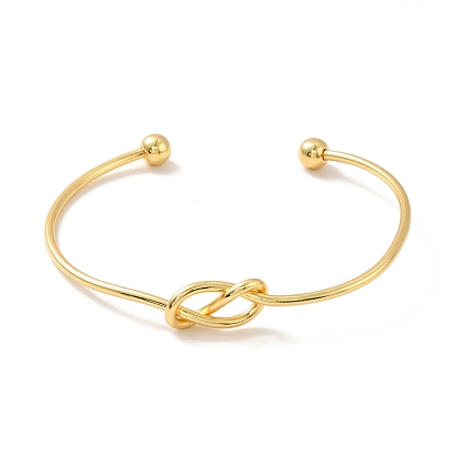 Rack Plating Brass Knot Open Cuff Bangle for Women, Cadmium Free & Lead Free & Nickle Free