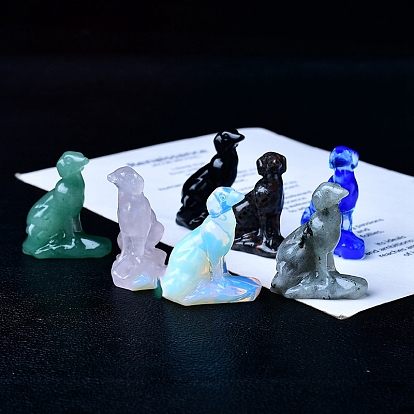 Резные фигурки собак из натуральных и синтетических драгоценных камней, для домашнего украшения рабочего стола
