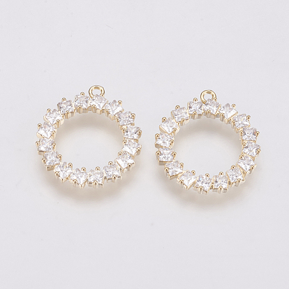 Pendentifs en laiton à micro-zircone cubique transparent, non plaqué, anneau, sans nickel