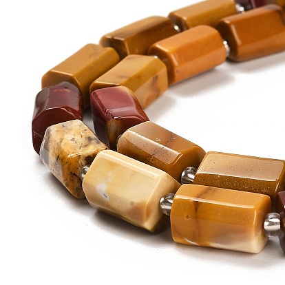 Natural Mookaite Beads Strands, with Seed Beads, Faceted Column