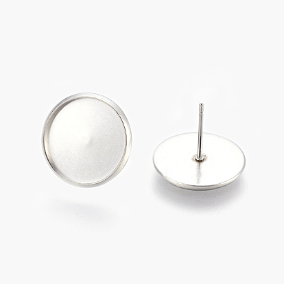 Eco-Friendly 316 Surgical Stainless Steel Stud Earring Settings, Flat Round