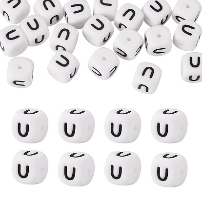 20 шт. Экологически чистые силиконовые бусины пищевого качества, белые, кубические