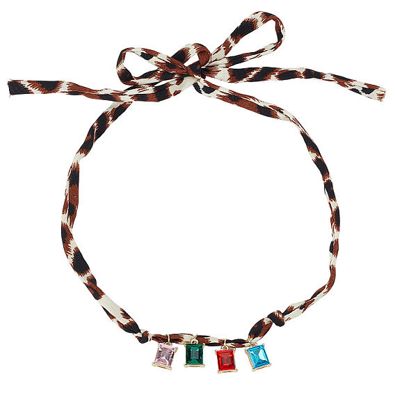 Alloy Pendant Polyester Collar Necklaces for Women, Golden