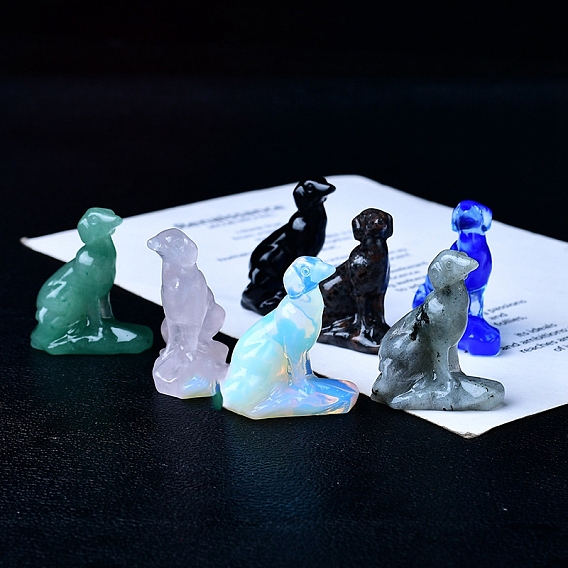 Резные фигурки собак из натуральных и синтетических драгоценных камней, для домашнего украшения рабочего стола