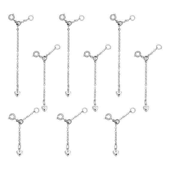 9Pcs 3 Styles Brass & Stainless Steel Ends with Chain, Heart