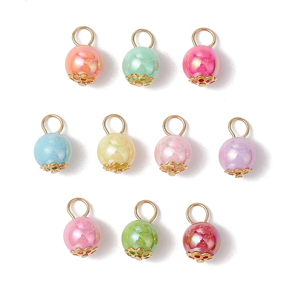 Непрозрачные акриловые подвески, с 304 петлями из нержавеющей стали, круглые