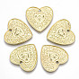 Rack Plating Alloy Pendants, Cadmium Free & Lead Free, Heart with Floral and Cross