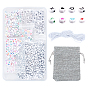 DIY Jewelry Making Kit, Including Opaque White Acrylic Beads, Elastic Cord, Polyester Drawstring Bags