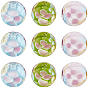 30шт 3 цвета круглые бусины лэмпворк, сливы цветок лепесток узор, с отверстием