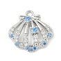 Brass Pave Light Sky Blue and Clear Cubic Zirconia Sea Animal Connector Charms, Cadmium Free & Nickel Free & Lead Free, Shell Shape Links
