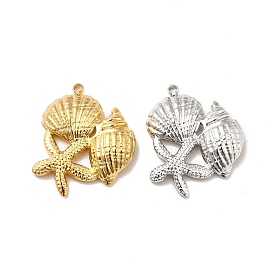 Ion Plating(IP) 304 Stainless Steel Pendants, Starfish & Shell Shapes
