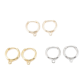 Brass Huggie Hoop Earrings Finding, with Horizontal Loop, Ring