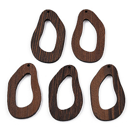 Grands pendentifs en bois de wengé naturel, non teint, breloques en forme de larme irrégulières