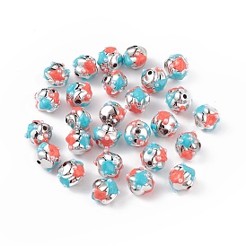 Platinum Plated Acrylic Enamel Beads, with ABS Imitation Pearl Beads, Spiral Shape