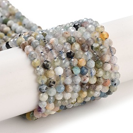 Perlas naturales de color turquesa hebras, facetados, rondo