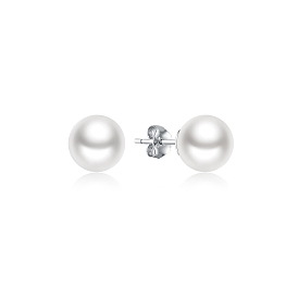 Sterling Silver Imitation Pearl Round Stud Earrings