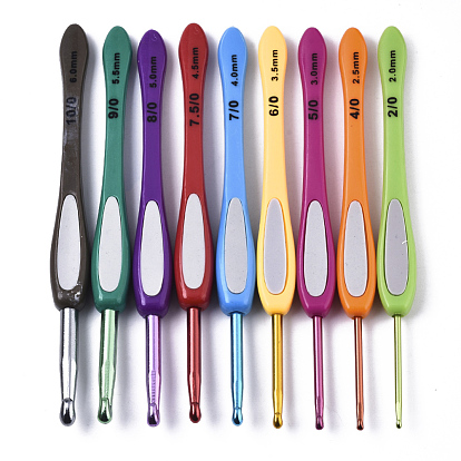 Aluminum Diverse Size Crochet Hooks Set, with ABS Plastic Handle, for Braiding Crochet Sewing Tools