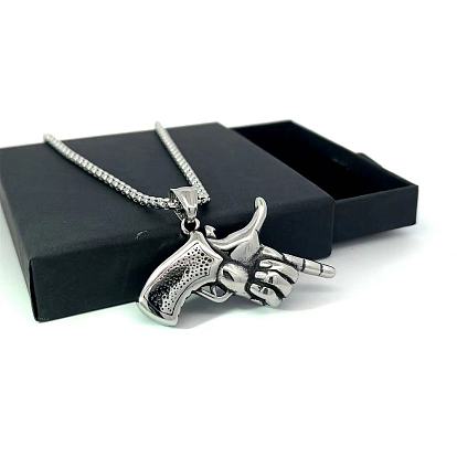 Мужские кулоны-пистолеты из нержавеющей стали в стиле хип-хоп для ночных клубов и повседневной носки