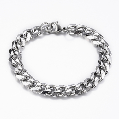 304 Stainless Steel Chain Necklaces and Bracelets Jewelry Sets, with Lobster Claw Clasps