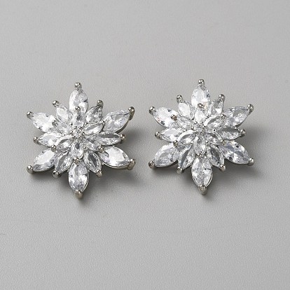 Латунь микро проложить кубические циркониевые кнопки, снежинка