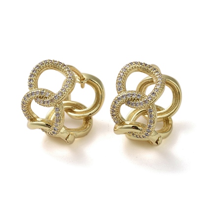 Brass Micro Pave Cubic Zirconia Hoop Earrings, Twist Rings