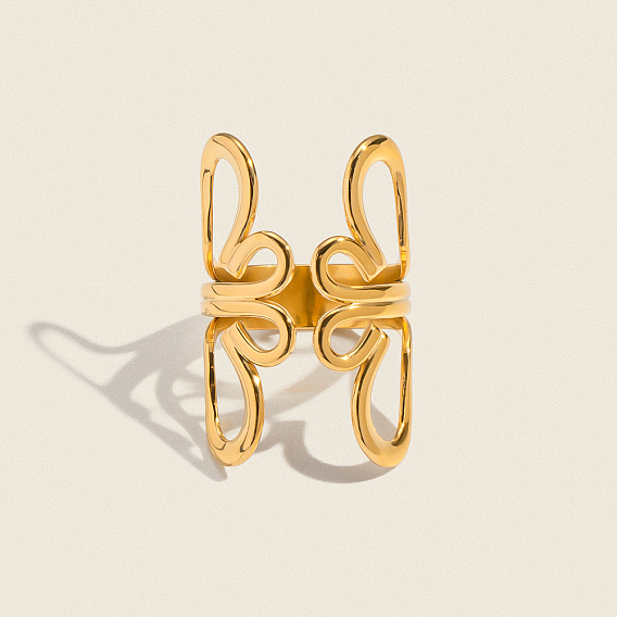 304 открытые кольца-манжеты из нержавеющей стали для женщин, цветок