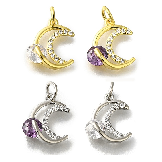 Лунная стойка с покрытием из латуни, микро-паве, подвеска из кубического циркония, с целью перехода в кольце, со стеклянными стразами, без свинца и без кадмия, долговечный