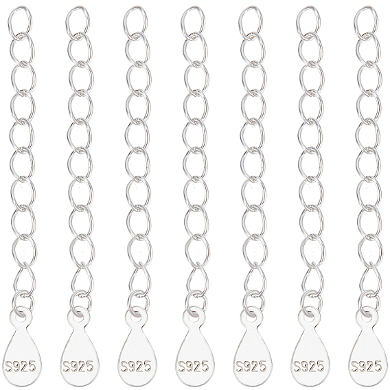 10 шт 925 удлинитель цепи из стерлингового серебра, концевые цепи с каплевидными выступами, с печатью s925