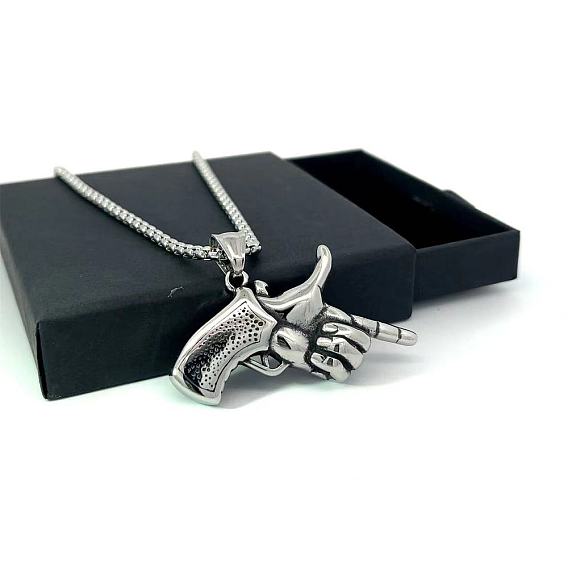 Мужские кулоны-пистолеты из нержавеющей стали в стиле хип-хоп для ночных клубов и повседневной носки