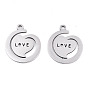 День святого Валентина 201 подвески из нержавеющей стали, лазерная резка, сердце со словом "love"