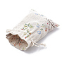 Polycotton(Polyester Cotton) Packing Pouches Drawstring Bags, with Printed Leafy Branches