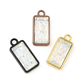 Glass Imitation Austrian Crystal Pendants, with Brass Findings, Rectangle