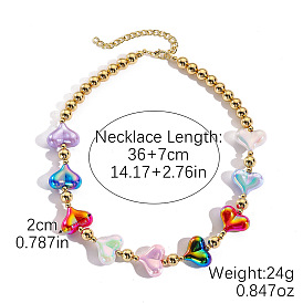 Ожерелья из пластика, полимерной глины, смолы и искусственного жемчуга с застежками из сплава для женщин., золотые