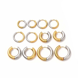 Two Tone 303 Stainless Steel Huggie Hoop Earrings for Women