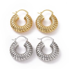 Brass Hollow Out Round Hoop Earrings for Women