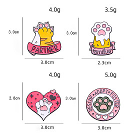 Lovely Cat Paw Print Clothes Decorations Bag Accessories, Alloy Enamel Badge Pins, Cute Cartoon Brooch for Women