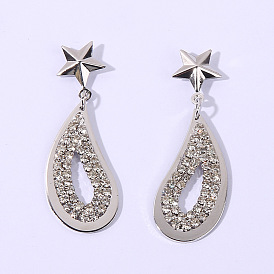 EA016 Fashion Temperament Water Drop Earrings Earrings Personality Nightclub Sexy Shiny High Quality Diamond Earrings