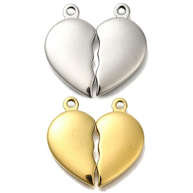 Ion Plating(IP) 304 Stainless Steel Split Pendants, Couple Charms, Heart Charm