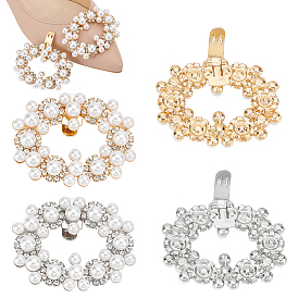 4 шт 2 цвета съемные железные стразы пряжки для обуви клипсы, с бусинами из ПВХ, имитирующим жемчуг, овальные