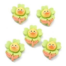 Opaque Resin Cabochons, for DIY Accessories, Flower with Duck