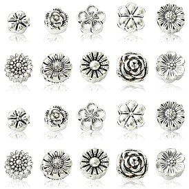 40 шт 10 стили европейские бусины из сплава в тибетском стиле, бусины с большим отверстием, цветок