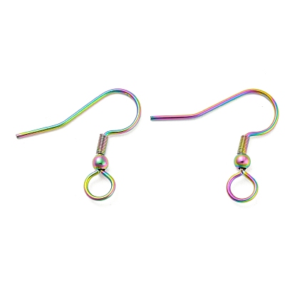304 Stainless Steel Earring Hooks, French Hooks with Coil and Ball