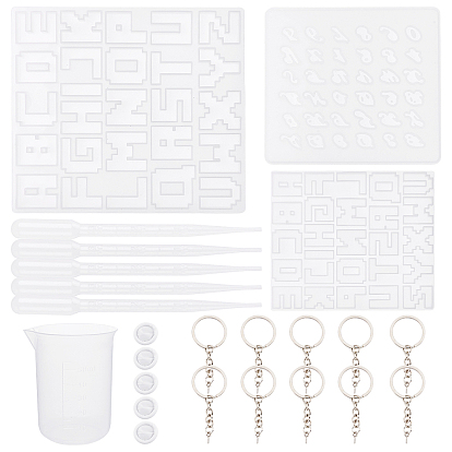 Сделай сам наборы для ключей, в том числе силиконовые формы с буквами, железа отделились брелоки, пластиковые переносные пипетки, одноразовые латексные детские кроватки, мерный стаканчик пластиковые инструменты, силиконовые формы для подвесок