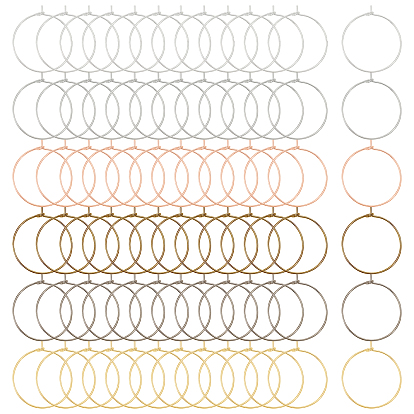 180Pcs 6 Colors Brass Wine Glass Charm Rings, Hoop Earrings Findings