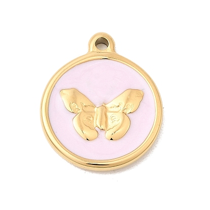 304 нержавеющей стальной эмали подвески, плоский круглый с подвесками в виде бабочек, ионное покрытие (ip)